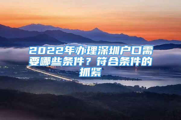 2022年办理深圳户口需要哪些条件？符合条件的抓紧