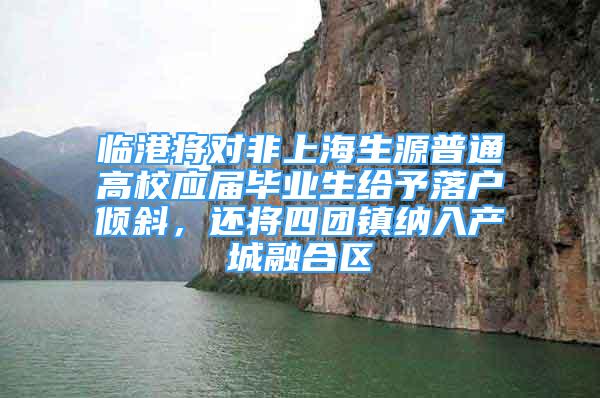 临港将对非上海生源普通高校应届毕业生给予落户倾斜，还将四团镇纳入产城融合区