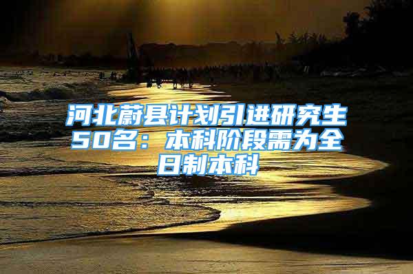 河北蔚县计划引进研究生50名：本科阶段需为全日制本科