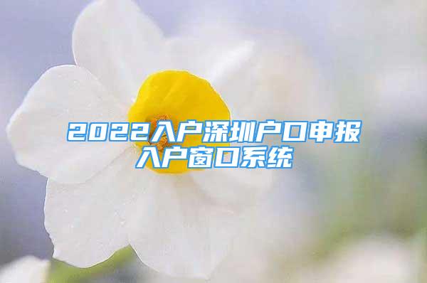 2022入户深圳户口申报入户窗口系统