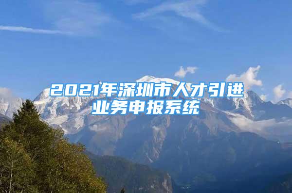 2021年深圳市人才引进业务申报系统