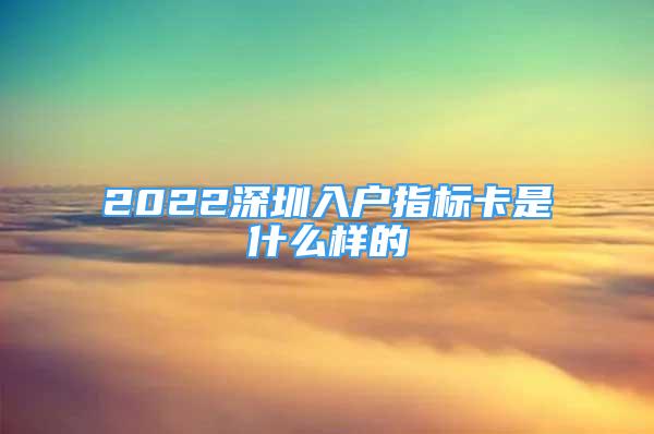 2022深圳入户指标卡是什么样的