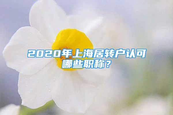 2020年上海居转户认可哪些职称？