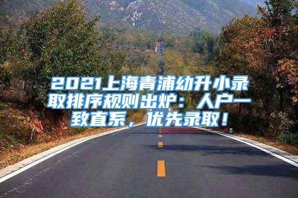 2021上海青浦幼升小录取排序规则出炉：人户一致直系，优先录取！