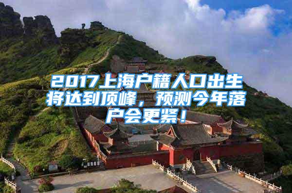 2017上海户籍人口出生将达到顶峰，预测今年落户会更紧！
