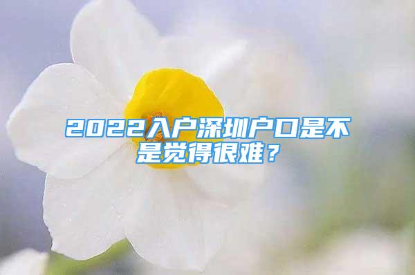 2022入户深圳户口是不是觉得很难？