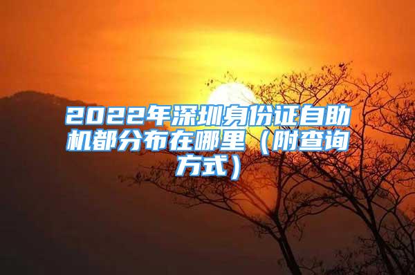 2022年深圳身份证自助机都分布在哪里（附查询方式）