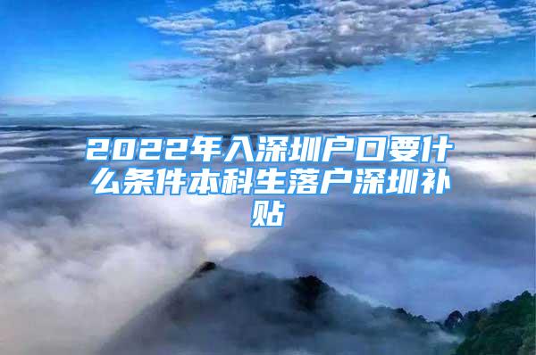 2022年入深圳户口要什么条件本科生落户深圳补贴