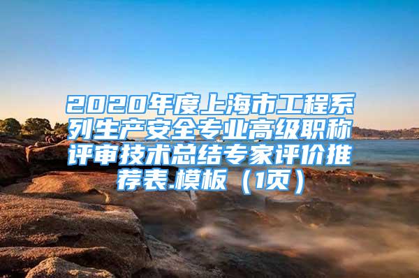 2020年度上海市工程系列生产安全专业高级职称评审技术总结专家评价推荐表.模板（1页）