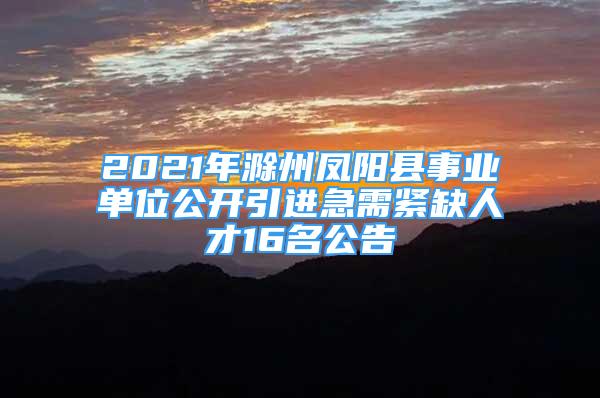 2021年滁州凤阳县事业单位公开引进急需紧缺人才16名公告