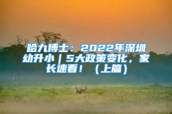 哈九博士：2022年深圳幼升小｜5大政策变化，家长速看！（上篇）