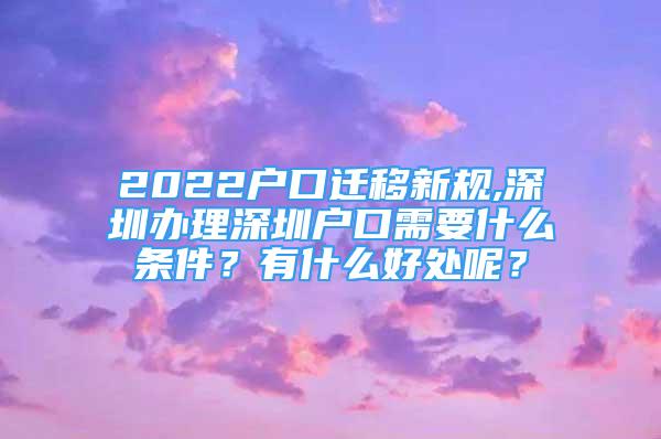 2022户口迁移新规,深圳办理深圳户口需要什么条件？有什么好处呢？