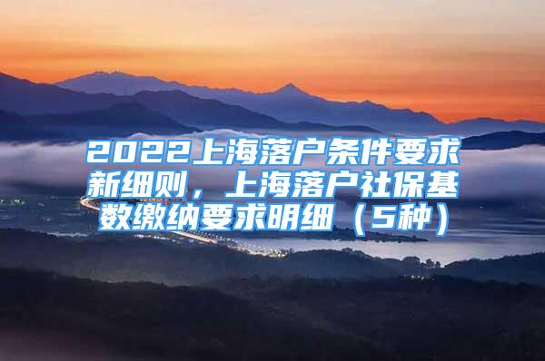 2022上海落户条件要求新细则，上海落户社保基数缴纳要求明细（5种）