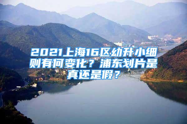 2021上海16区幼升小细则有何变化？浦东划片是真还是假？