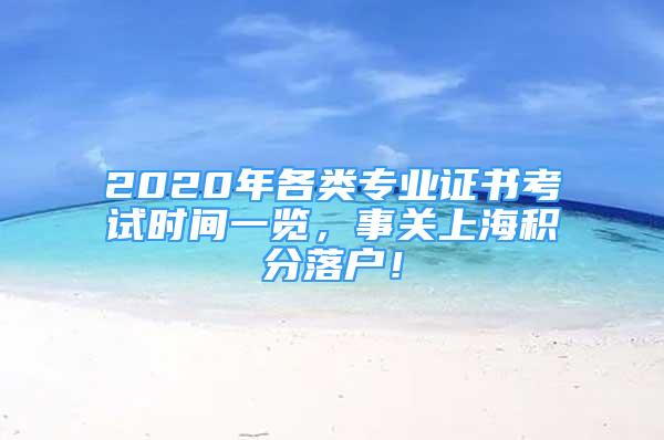 2020年各类专业证书考试时间一览，事关上海积分落户！