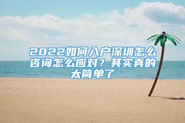 2022如何入户深圳怎么咨询怎么应对？其实真的太简单了