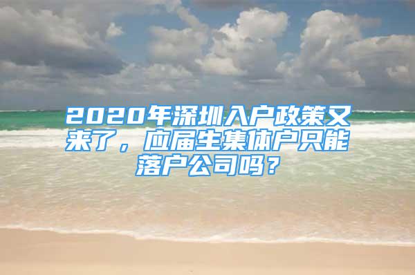 2020年深圳入户政策又来了，应届生集体户只能落户公司吗？
