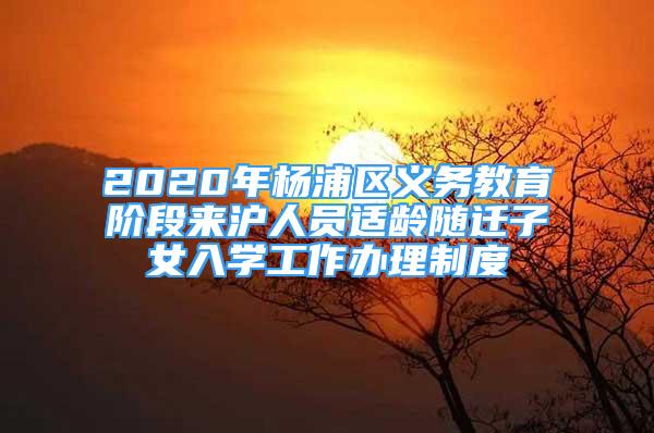 2020年杨浦区义务教育阶段来沪人员适龄随迁子女入学工作办理制度
