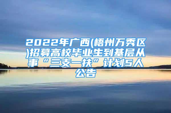2022年广西(梧州万秀区)招募高校毕业生到基层从事“三支一扶”计划5人公告