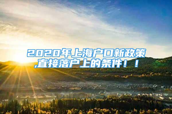 2020年上海户口新政策,直接落户上的条件！！