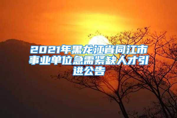 2021年黑龙江省同江市事业单位急需紧缺人才引进公告