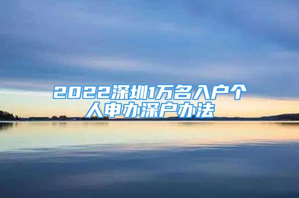 2022深圳1万名入户个人申办深户办法