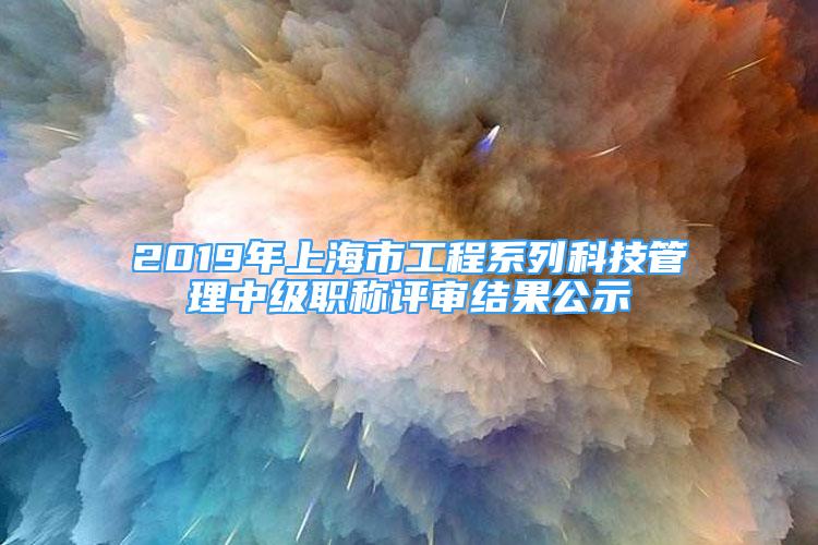 2019年上海市工程系列科技管理中级职称评审结果公示