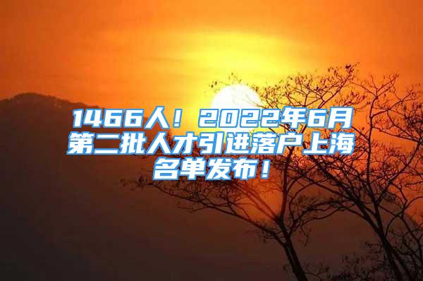 1466人！2022年6月第二批人才引进落户上海名单发布！