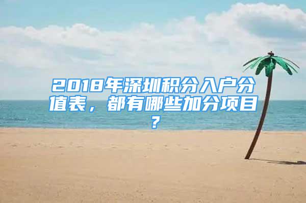 2018年深圳积分入户分值表，都有哪些加分项目？