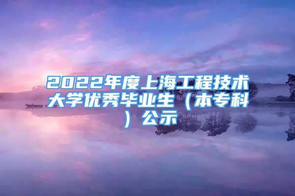 2022年度上海工程技术大学优秀毕业生（本专科）公示