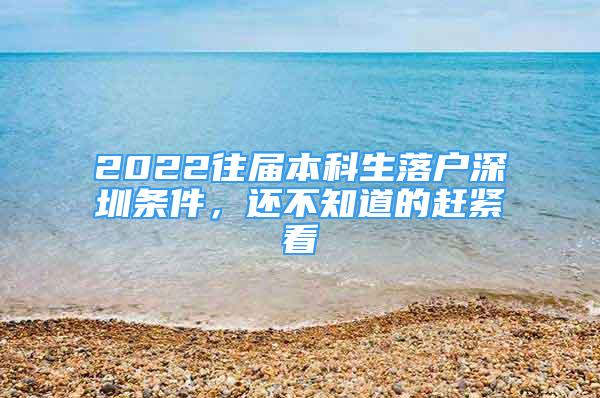 2022往届本科生落户深圳条件，还不知道的赶紧看