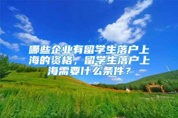 哪些企业有留学生落户上海的资格，留学生落户上海需要什么条件？