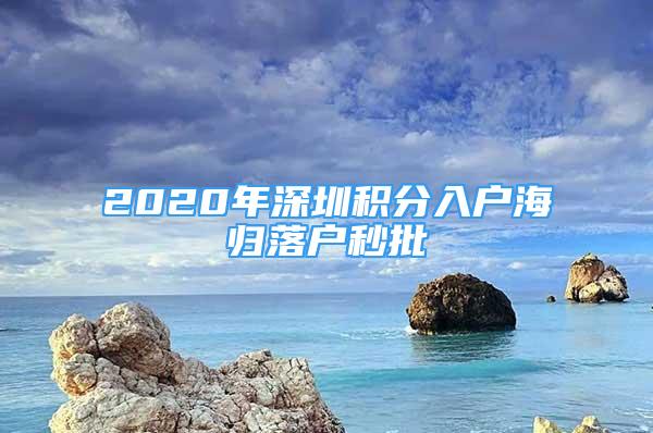 2020年深圳积分入户海归落户秒批