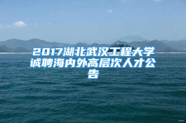 2017湖北武汉工程大学诚聘海内外高层次人才公告