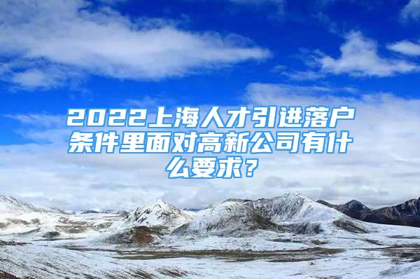 2022上海人才引进落户条件里面对高新公司有什么要求？