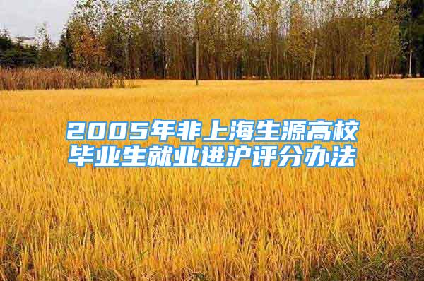 2005年非上海生源高校毕业生就业进沪评分办法
