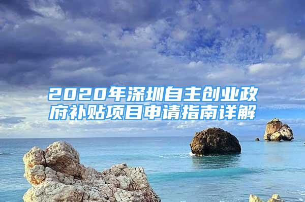 2020年深圳自主创业政府补贴项目申请指南详解