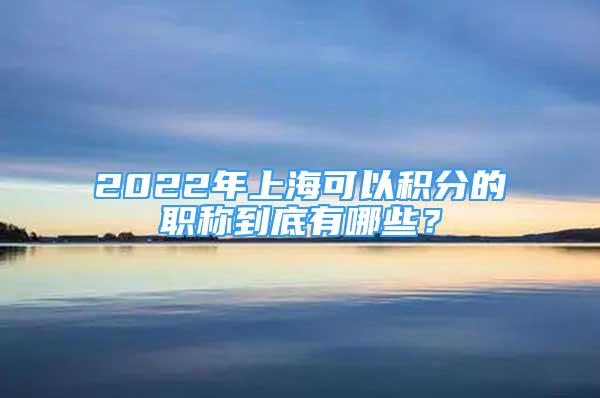 2022年上海可以积分的职称到底有哪些？