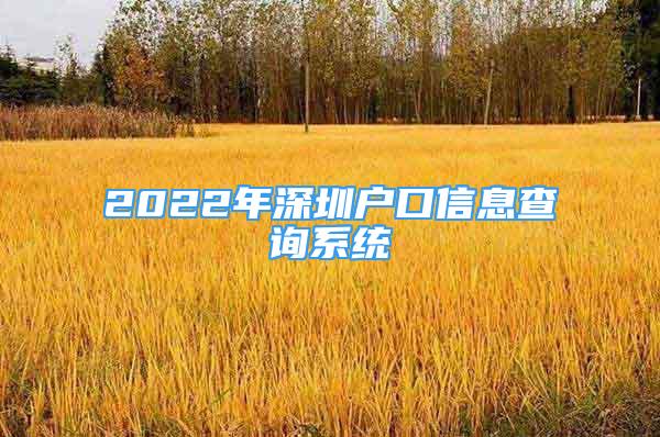 2022年深圳户口信息查询系统