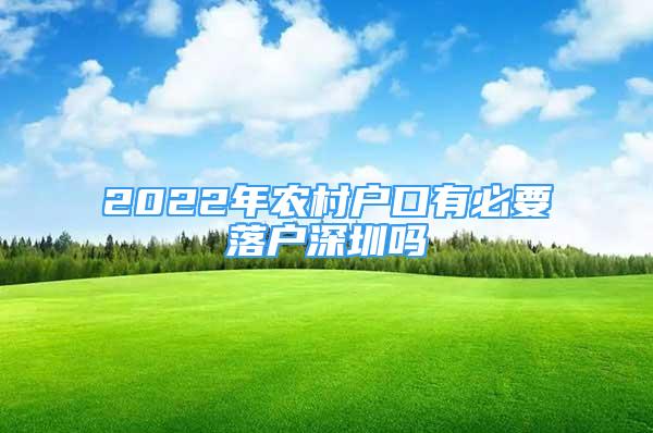 2022年农村户口有必要落户深圳吗