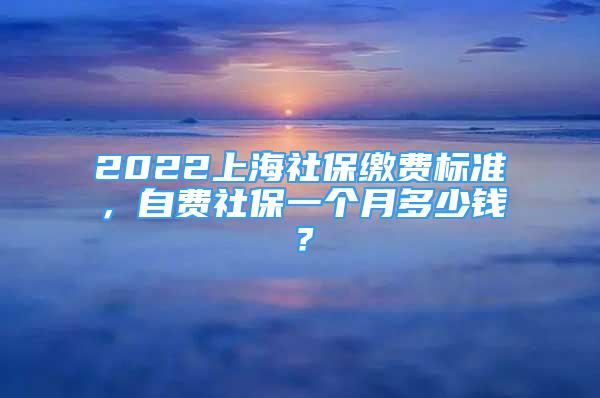 2022上海社保缴费标准，自费社保一个月多少钱？
