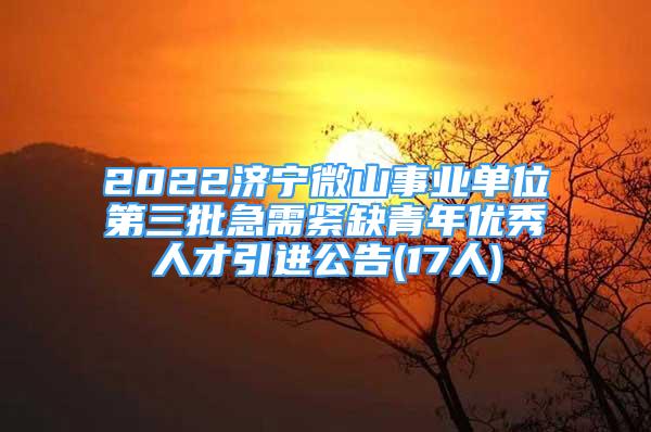 2022济宁微山事业单位第三批急需紧缺青年优秀人才引进公告(17人)