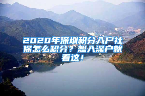 2020年深圳积分入户社保怎么积分？想入深户就看这！