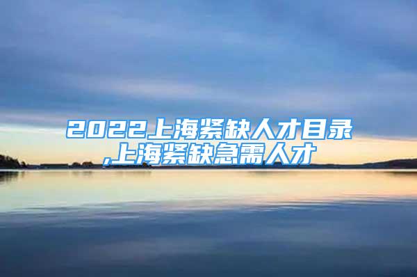 2022上海紧缺人才目录,上海紧缺急需人才