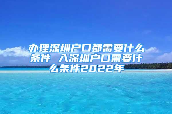 办理深圳户口都需要什么条件 入深圳户口需要什么条件2022年