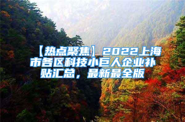 【热点聚焦】2022上海市各区科技小巨人企业补贴汇总，最新最全版