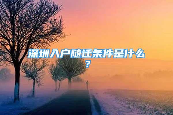 深圳入户随迁条件是什么？