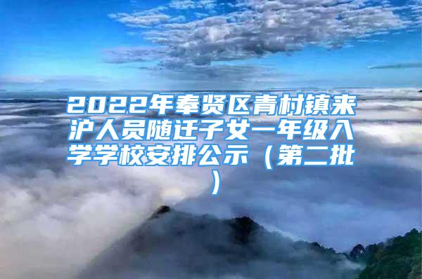 2022年奉贤区青村镇来沪人员随迁子女一年级入学学校安排公示（第二批）
