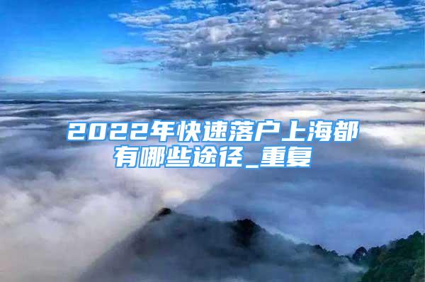 2022年快速落户上海都有哪些途径_重复