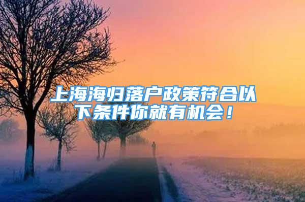 上海海归落户政策符合以下条件你就有机会！
